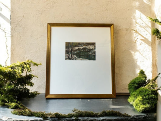 Winter River Scene - Oil on board - #1187