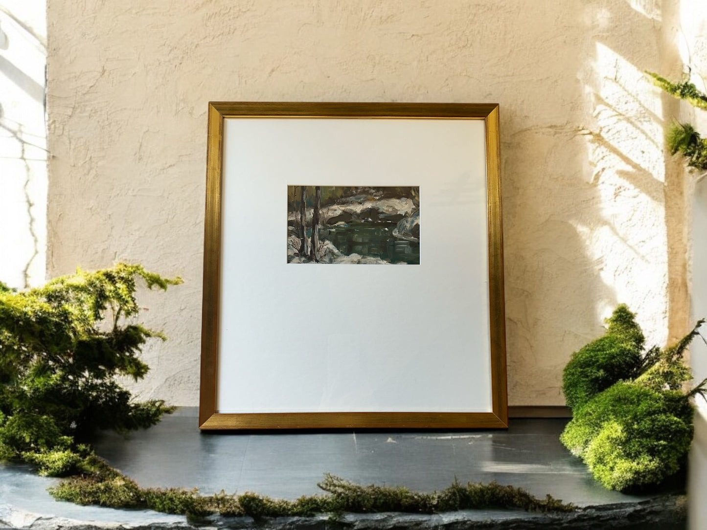 Winter River Scene - Oil on board -  #1187