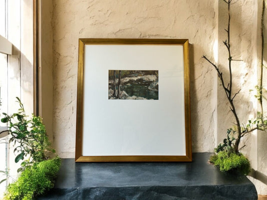 Winter River Scene - Oil on board -  #1187