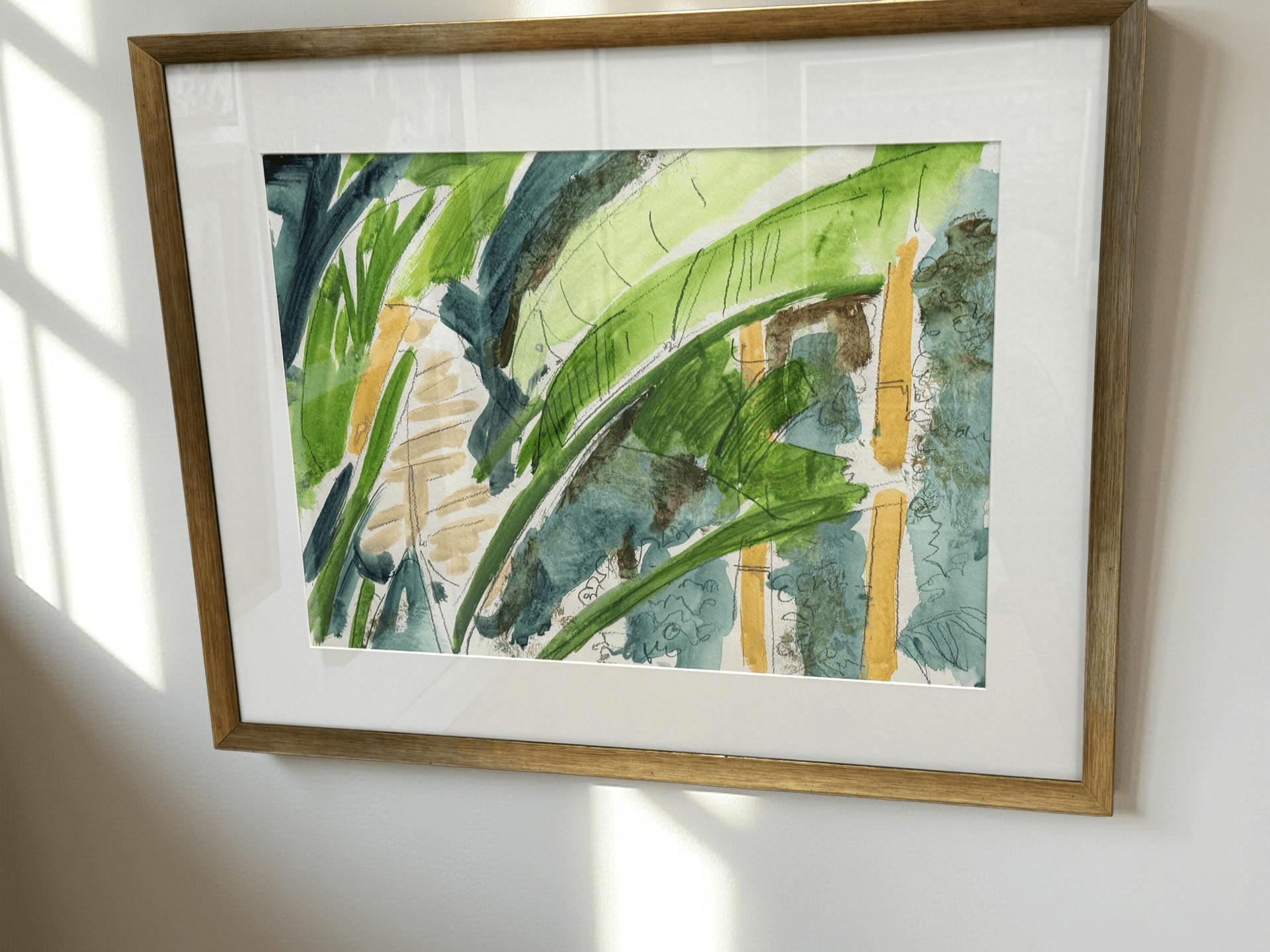 Through the Palms - Angela Reed - Mixed media on paper 1446 - The Artful