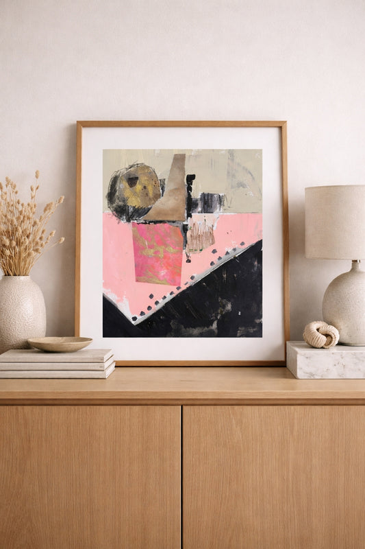 Pink Divide – Abstract Mixed Media Fine Art Print
